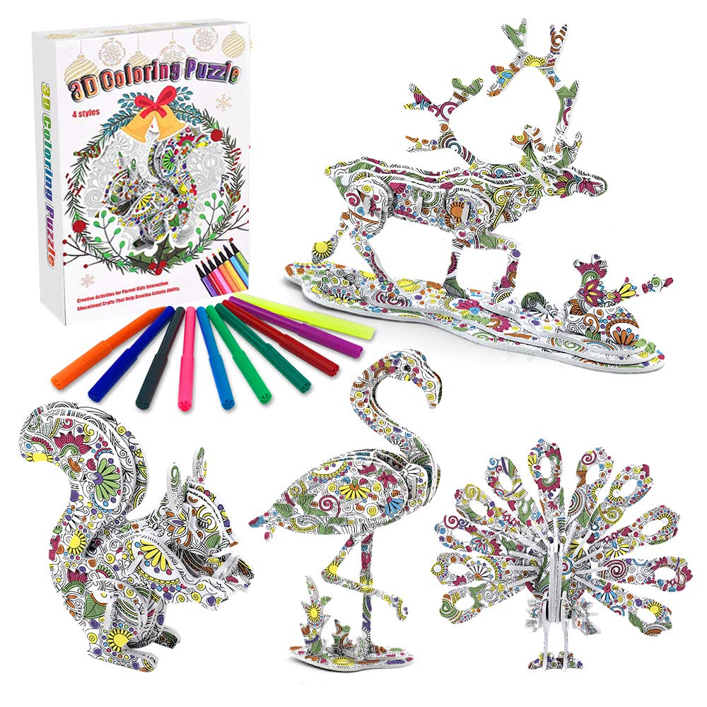 Toys Gift for 6 7 8 9 10 Year Old Girls Boys, 3D Coloring Puzzle Set for 6-13 Year Old Kids Girls Arts and Crafts for Girls Boys Age 6 7 8 9 1 0 11 12 Year Old Present Birthday Toy Gift for Kids