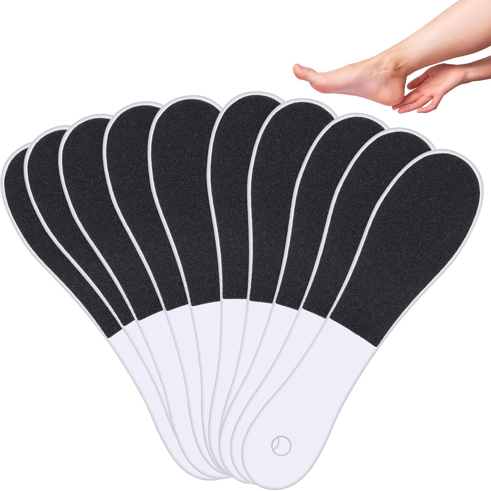 10 Pieces Foot File, Foot Scraper, Foot Files for Hard Skin, Foot Filer, Double Sided, with Plastic Handle for Wet and Dry Cracked Feet, Foot Scraper Hard Skin Remover