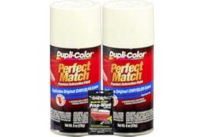 Dupli-Color Stone White Perfect Match Automotive Paint for Chrysler Vehicles - 8 oz, Bundles with Prep Wipe (3 Items)