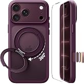 JUESHITUO for iPhone 18 Pro Case with 360 Magnetic Stand, Burgundy | Fit for MagSafe, Full Camera Protection, Camera Control,Mil-Grade Protection,Screen Protector Included,Translucent Matte Back