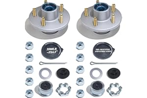 LUXTRKSTO 2Sets Galvanized Trailer Idler Hub Kits 5 Bolt 4.5, Boat Trailer Hubs Kit 5 Lug 5x4.5 Pre-Installed and Lubricated for 3500 lbs 1-1/16'' to 1-3/8'' #84 Spindle Tapered Axle