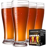 Baalaka Beer Glasses Set of 4, 14 oz Pilsner Beer Pint Glasses, Classics Craft Wheat Beer Glasses Drinking Set, Beer Mug Glassware Gift for Men