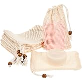 cobee 10 Pack Soap Bag, Pure Cotton Soap Saver Bag, Mesh Exfoliating Soap Bag Pouch, Foaming Drying Soap Holder for Shower(Pure Cotton)