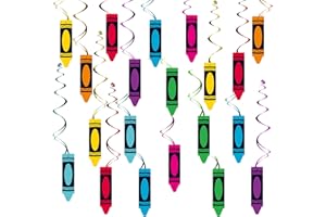 YQUQWN, 52 Pcs Back to School Crayon Hanging Swirls Decorations, No DIY, Back To School Swirls Crayon Classroom Decor, Welcome Back To School Decorations for Classroom Back to School Party Decorations