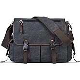 Vintage Canvas 15.6 inch Laptop Messenger Bag for Men Women, College Computer Satchel Shoulder Bag Travel Office Briefcases