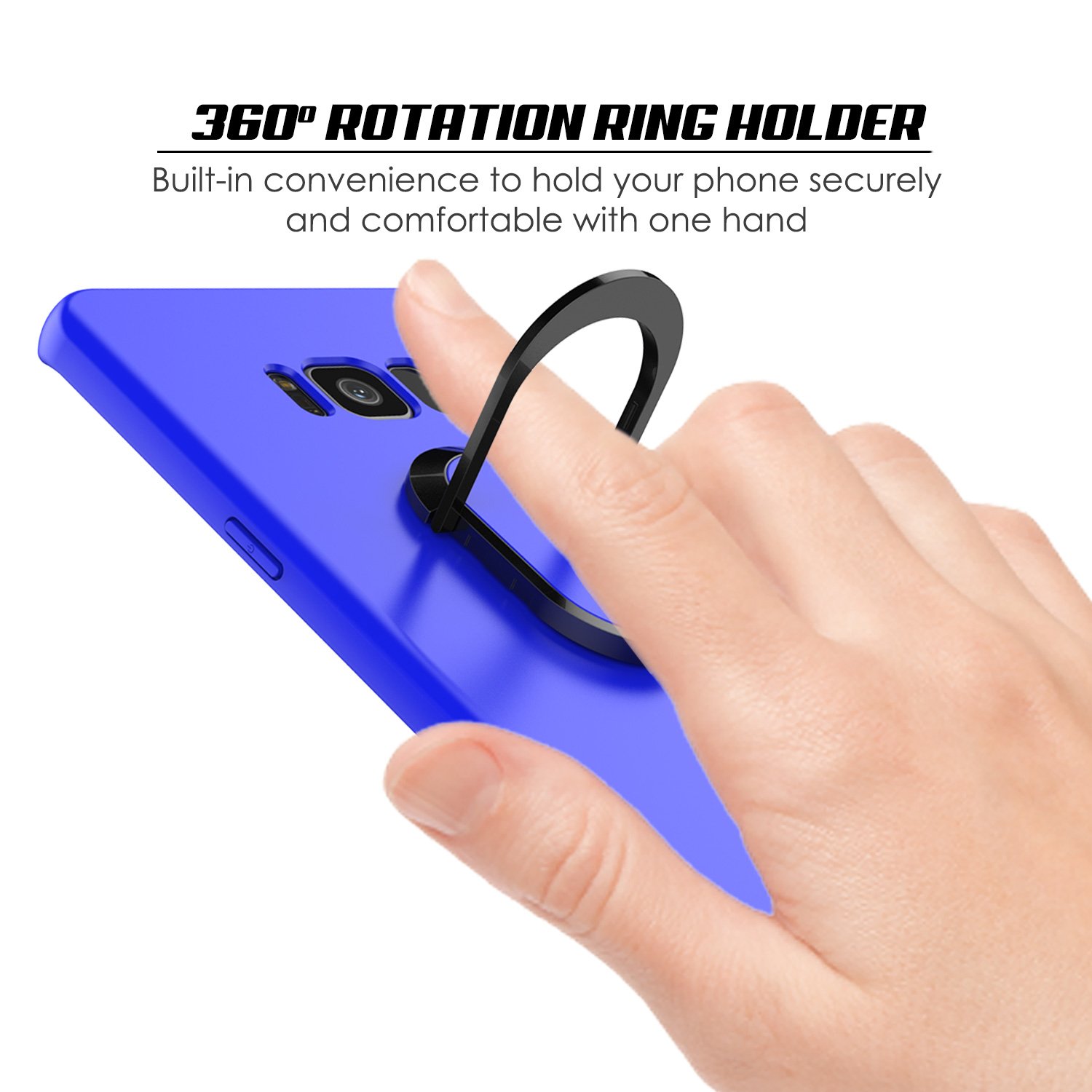 Galaxy S8 Case, Punkcase Magnetix Protective TPU Cover W/Kickstand, Ring Grip Holder & Metal Plate for Magnetic Car Phone Mount Plus PunkShield Screen Protector for Samsung S8 Edge [Blue]