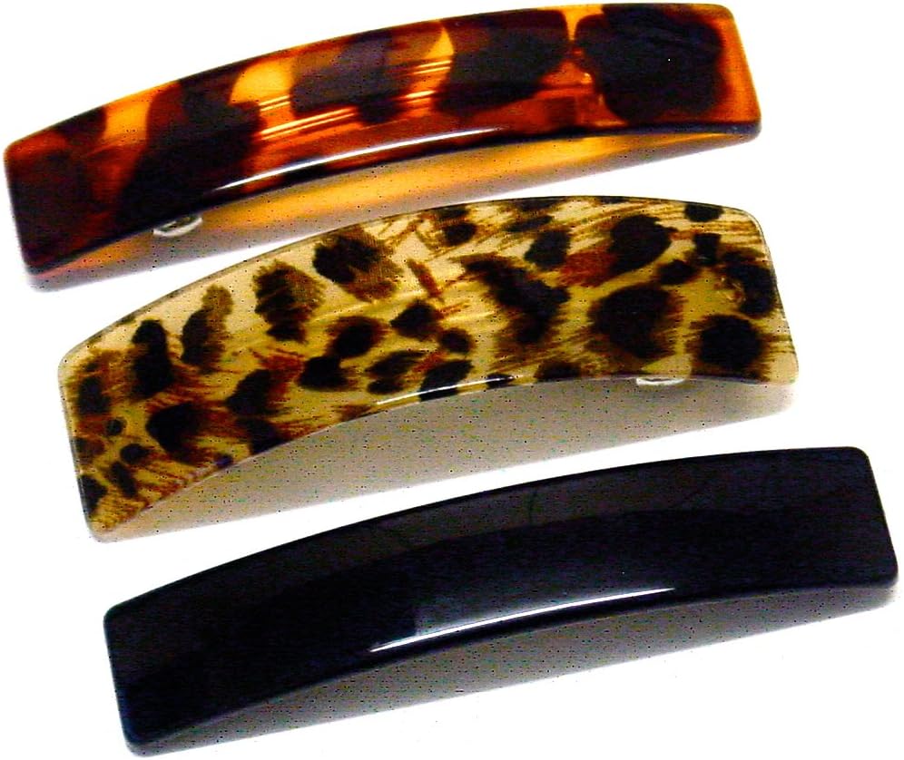 La Peach Fashions Plain Leopard Rectangular Barrette Clip Large Hair Barrette Comb Set Of Three Beautiful Product (Tortleobk)