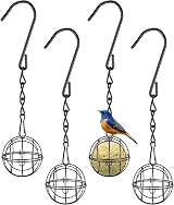 OFFCUP Fat Ball Bird Feeder 4pc Metal Holder S Hooks Outdoor Garden Black view 1