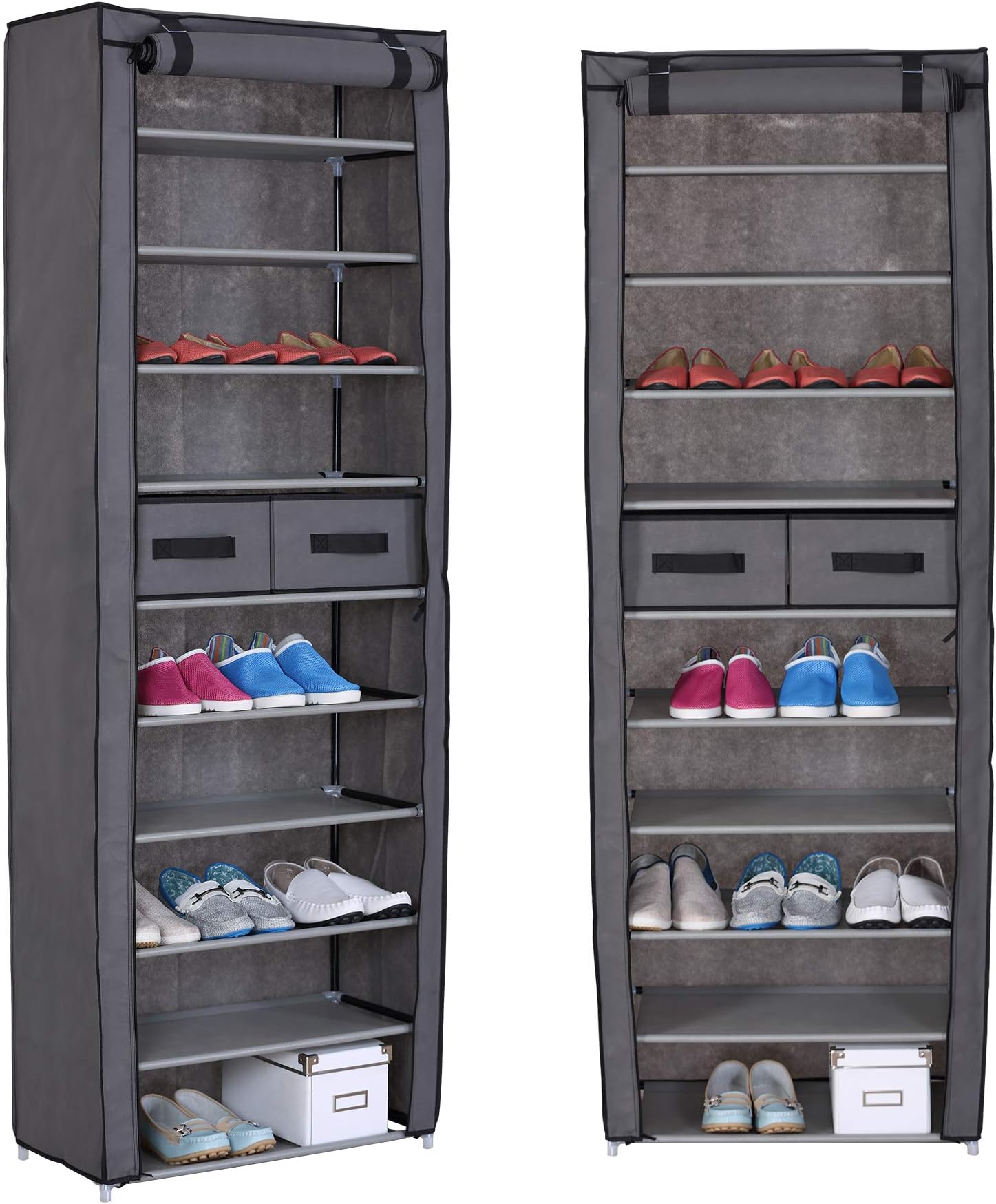 eSituro 12 Tier Shoe Rack Standing Storage Organizer for 36 Pairs Shoes with Doors