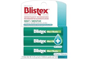 Blistex Medicated Mint Balm 3 Count, 0.15oz Ea. - Soothes and Protects - Advanced Medicated Lip Care for Dry, Chapped Lips, S