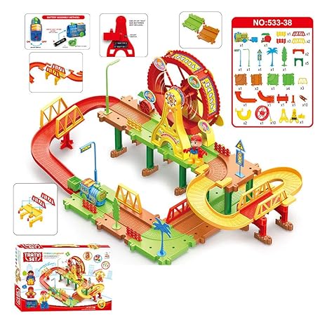 FidgetGear Train Sets with Railway Track Electric Light Music Toy for Kids 533-38