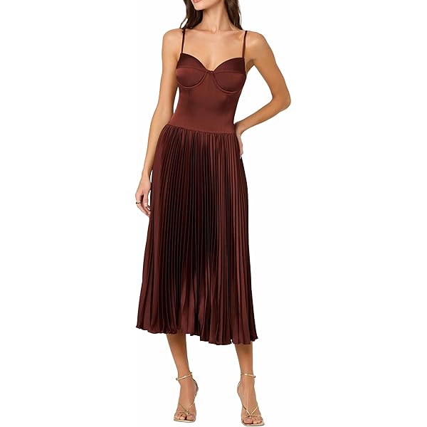 alice + olivia Women's Deena Pleated Maxi Dress with Hot Pants, Almond,  Tan, 14 at Amazon Women's Clothing store