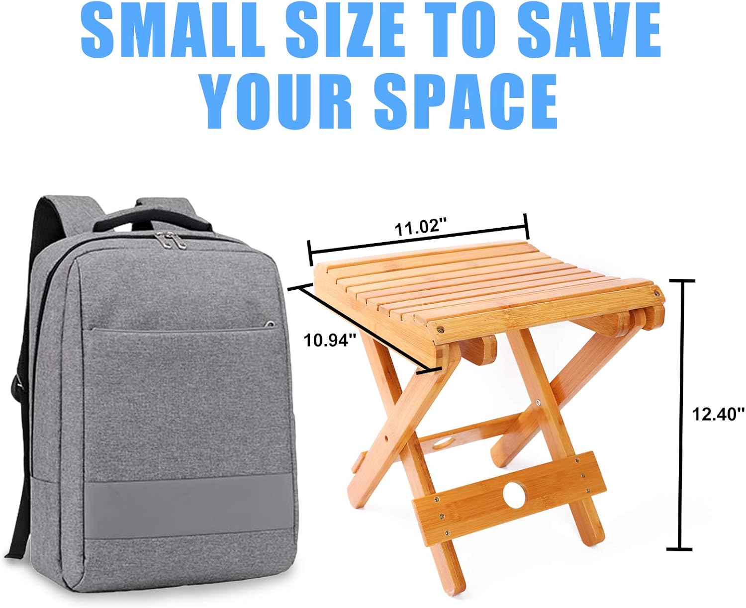 Shower Bench for Inside Shower,Shower Stool for Shaving Legs,Shower Seat for Small Spaces,Bath Chair for Spa Bathroom Sauna Foldable Fully Assembled Bamboo: Kitchen & Dining