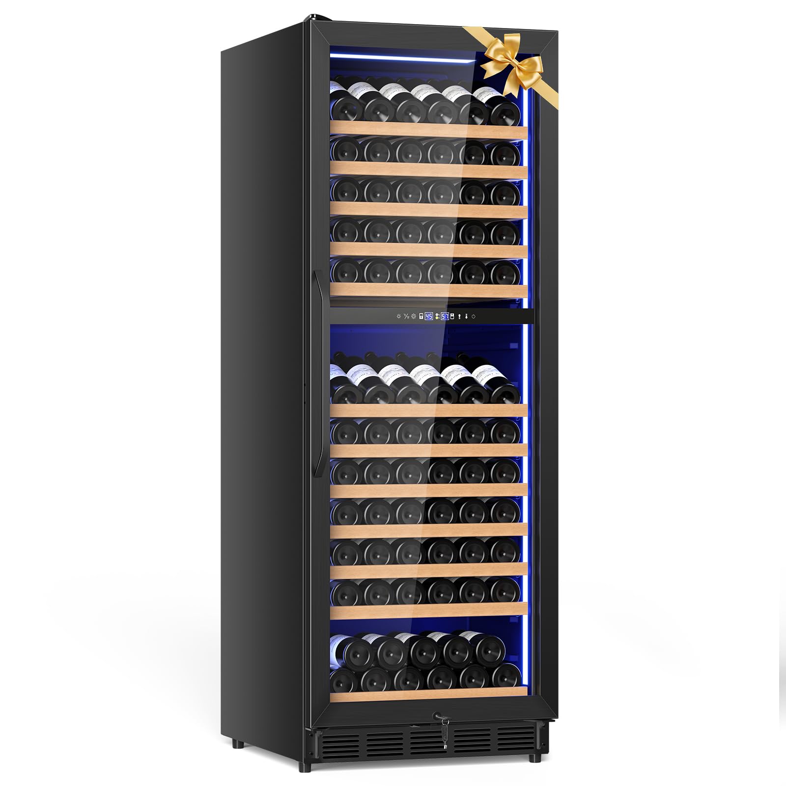 Photo 1 of Velieta 24 Inch Dual Zone Wine Cooler Refrigerator, Large Capacity Freestanding/Built-in Upgraded Professional Wine Fridge with Powerful Compressor, Advanced Cooling System, Quiet Operation, Black