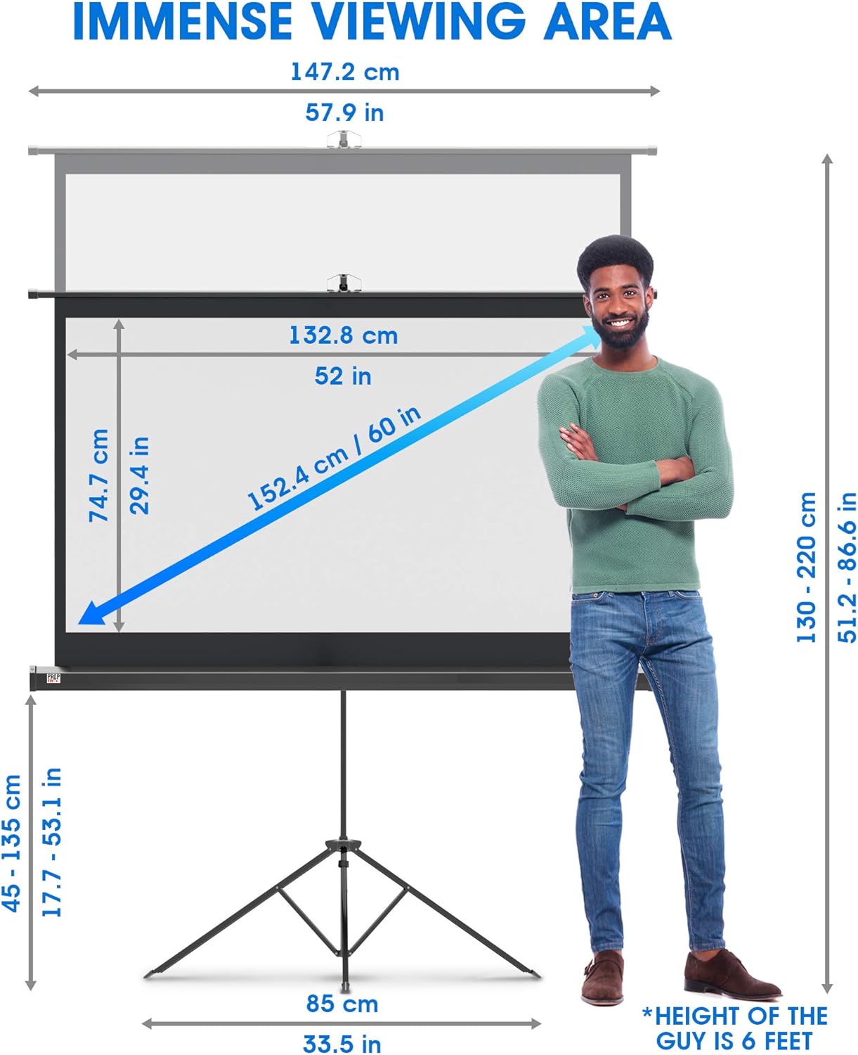 PropVue Projector Screen with Stand 60 inch, Indoor and Outdoor Projection Screen for Movie or Office Presentation - Image 4
