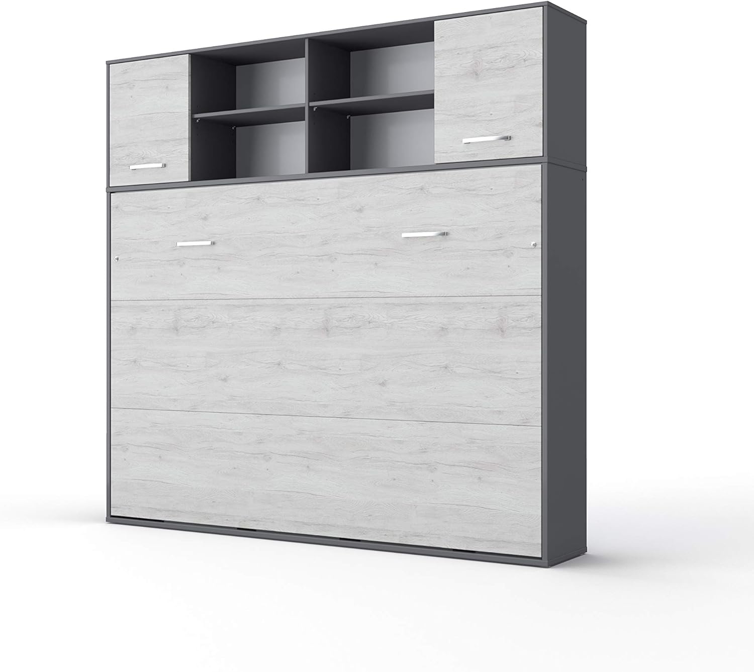 Amazon Com Contempo Horizontal Wall Bed Full Xl Size With A Cabinet On Top Grey White Monaco Kitchen Dining