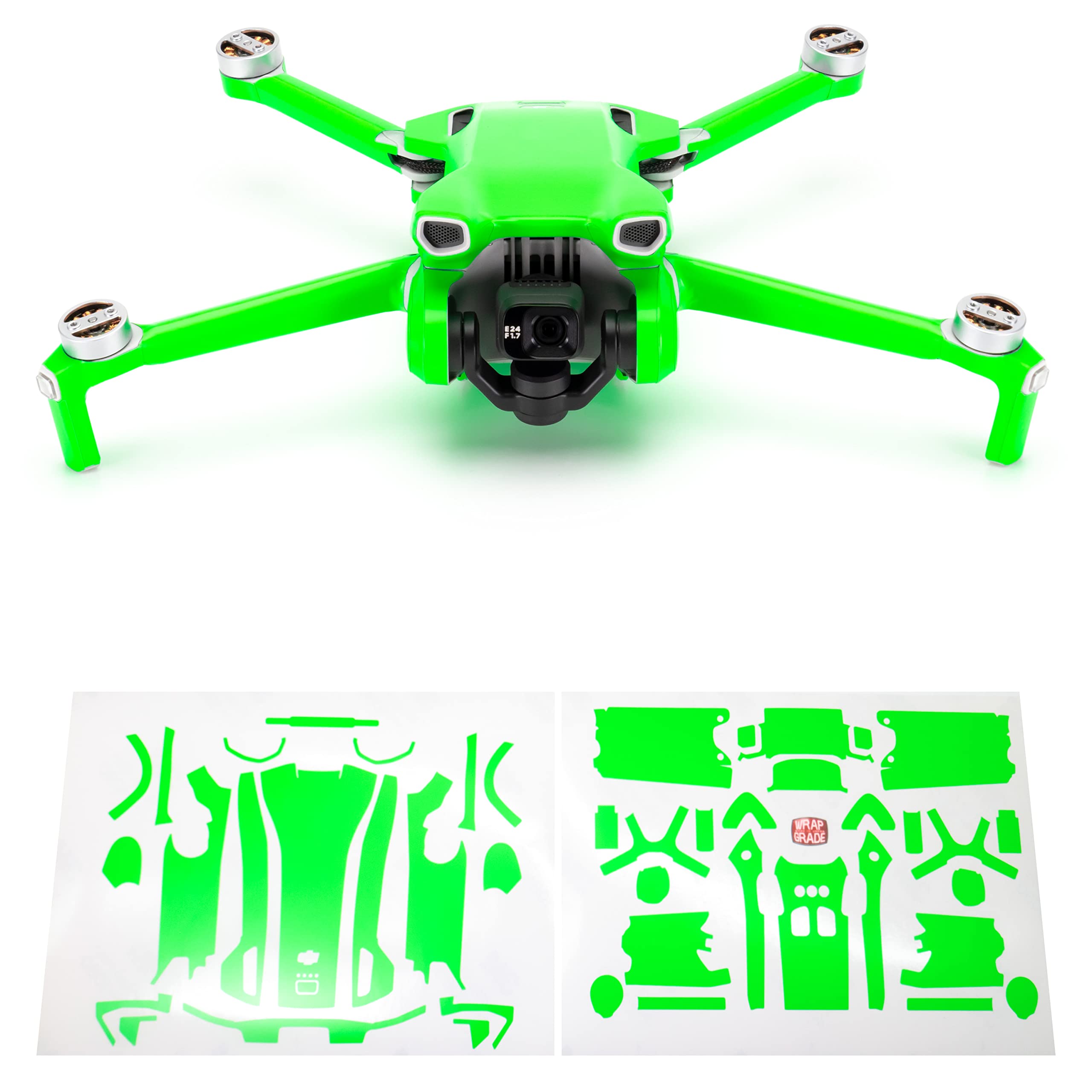 WRAPGRADE Skin Stickers compatible with DJI Mini 3 | Main Unit (NEON GREEN)