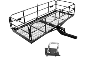 Carivia Folding Hitch Mount Cargo Carrier 60" x 24" x 14" 510 LB Capacity Heavy Duty Cargo Rack Rear Luggage Basket Fits 2" Receiver for Car SUV Pickup Trailer Camping