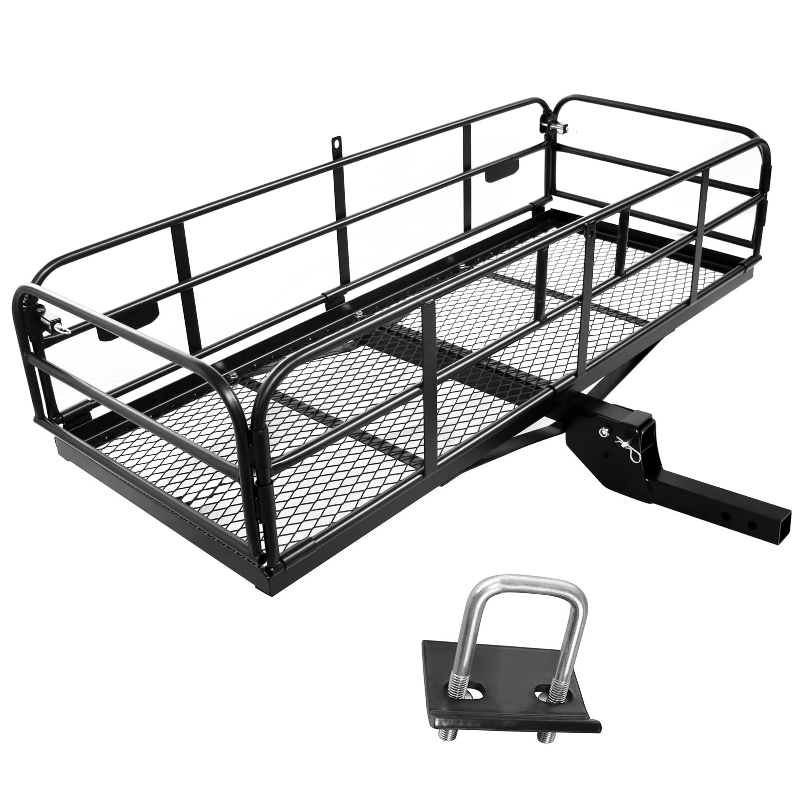 Photo 1 of Carivia Folding Hitch Mount Cargo Carrier 60" x 24" x 14" 510 LB Capacity Heavy Duty Cargo Rack Rear Luggage Basket Fits 2" Receiver for Car SUV Pickup Trailer Camping