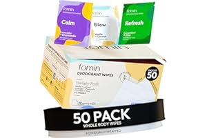 FOMIN Travel Deodorant Wipes - 50 Count - Variety Pack - pH Balanced, Hypoallergenic Mini Deodorant Wipes For Women and Men - Plastic-Free, Individually Wrapped Underarm & Body Wipes