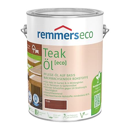 Remmers Gartenholz-Öle [eco] Holzpflege Möbelpflege (5 l, Teak-Öl)