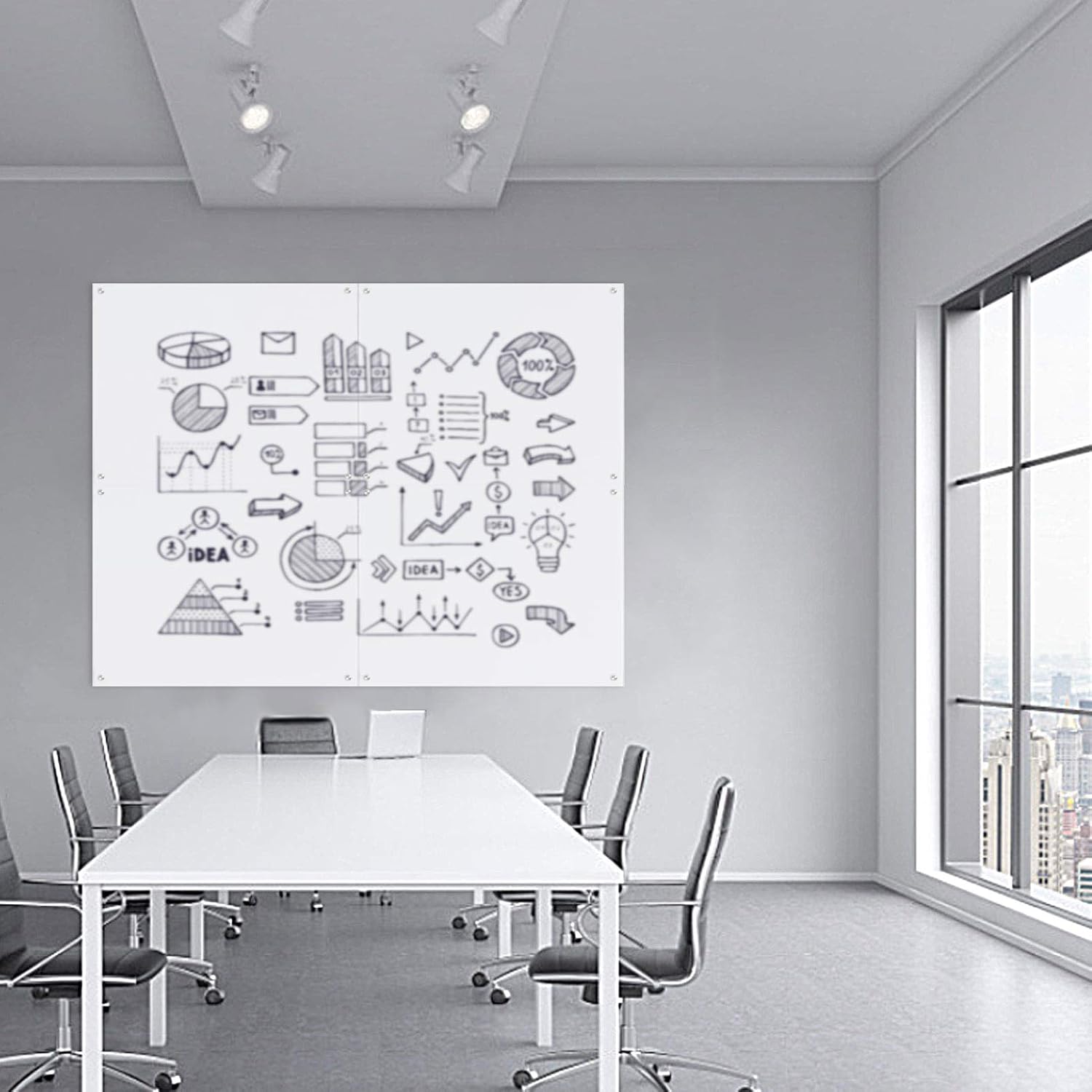 4 THOUGHT Glass Whiteboard, Glass Notice Board, 60 x