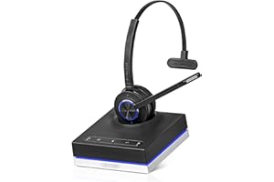 Leitner LH670 3-in-1 Wireless Office Headset with Mic – Wireless DECT Headset for Office Phone, Computer and Cell Phone – 5-Year Warranty – Single and Dual-Ear Wearing Styles