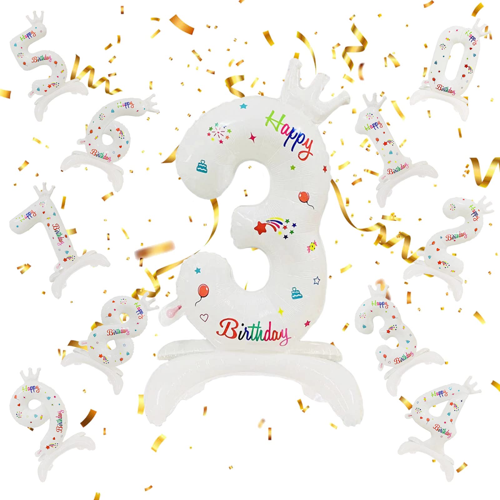 Ryohan 誕生日 数字バルーン 誕生日 バルーン バースデーバルーン 数字 王冠 32インチ 0-9 大きい DIY風船 セット バースデー パーティー ハーフ バースデー 誕生日プレゼント デコレーション セット 飾り風船 パーティー お祝い 結婚式 記念日 誕生日 飾り付け 子供 大人兼用 3 の商品画像