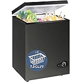 Antarctic Star 7.0 Cu.ft Chest Freezer 6.8℉to -4℉with Removable Basket Free Standing Top open Door Compact Freezer with Adjustable 7 Temperature Defrost Water Drain/Power Saving UL Certified Black on Fridge.com