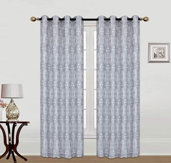 Waple Cortinas opacas ojete para sala de estar Flores grises simples