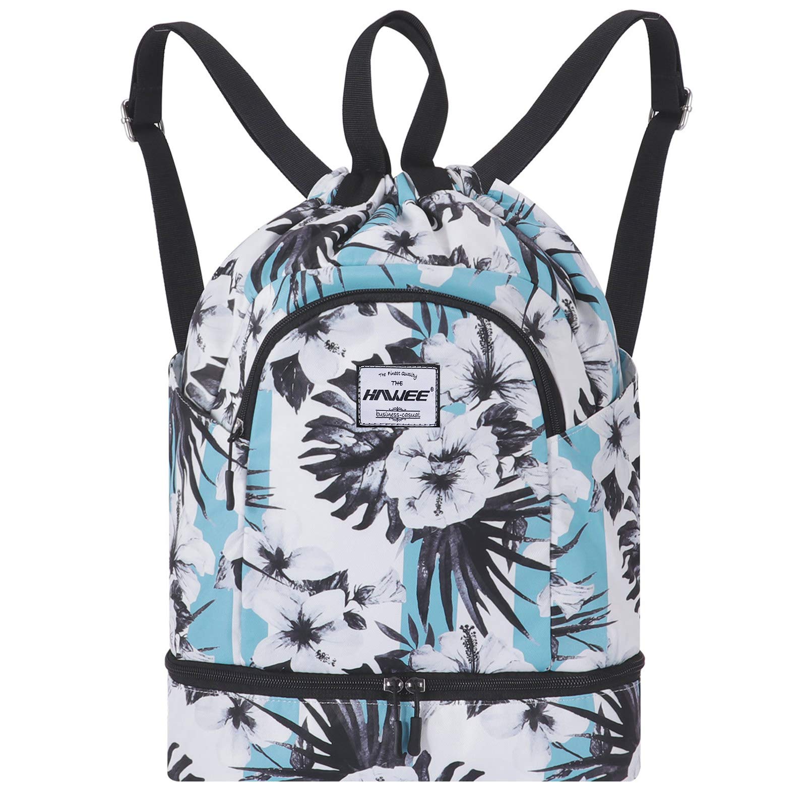 HAWEE Waterproof Drawstring Bags Backpack Large Gym Bag Drawstring Daypack Unisex for Women Men Daily Life School Outdoor Casual Sport Yoga Swim Beach