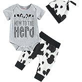 SAYOO Baby Layette Set Infant Boy Farm Animals Bodysuit Clothes Letter Romper+Pants Newborn Coming Home Outfit with Hat