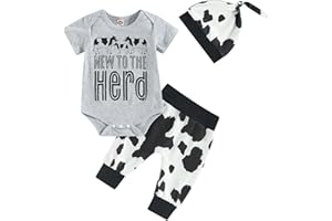 SAYOO Baby Layette Set Infant Boy Farm Animals Bodysuit Clothes Letter Romper+Pants Newborn Coming Home Outfit with Hat