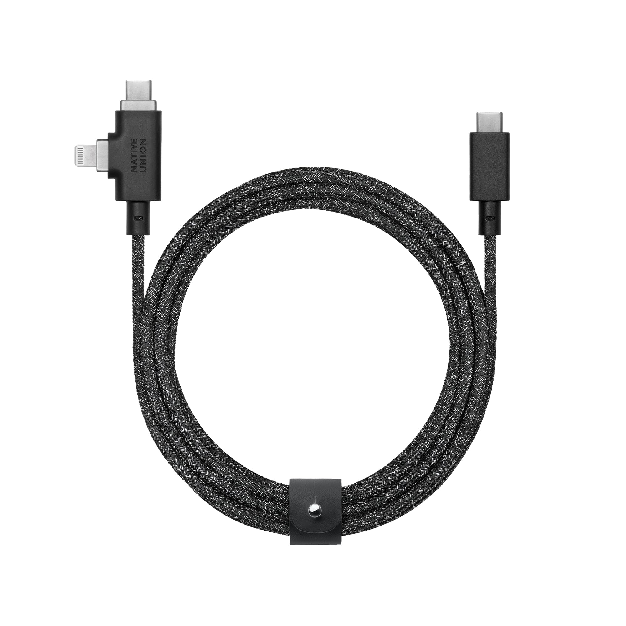 Native Union Belt Cable Duo Pro 240W –2.4m/8ft Ultra-Strong Braided Universal Charging Cable – Made with Recycled Materials – 2-in-1 MFi Certified Connectors for Lightning & Type-C Devices (Cosmos)