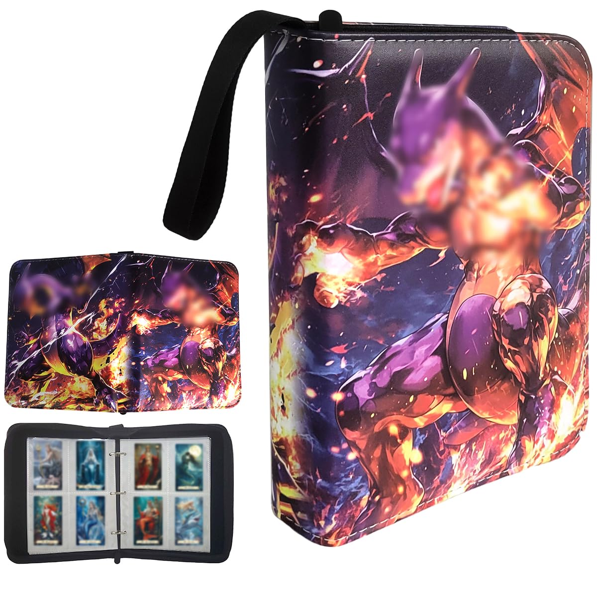 Garegce 4-Pocket Card Binder, 100 Pages 400 Pockets PU Waterproof Card Folder, Portable Trading Card Albulm Collection Binder Folder with Zipper for Kids Adult Birthday Gifts -Style 8 — image 1