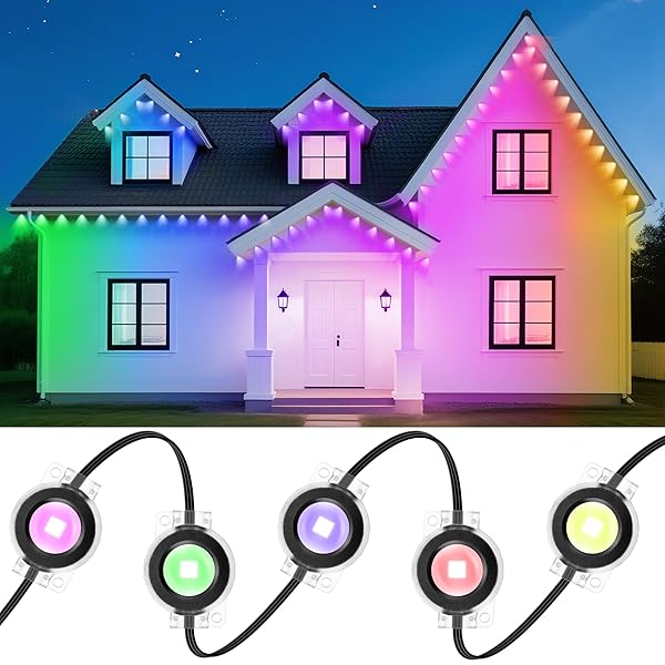 DELITOR PERMANENT OUTDOOR LIGHTS, 111FT SMART BLACK CHRISTMAS...