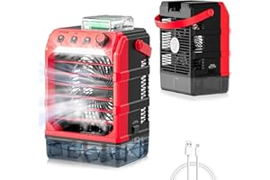 Rozlchar Portable Cooling Fan Compatible for Milwaukee 18V Battery(No Battery) w/USB Input Powered, Outdoor Camping Fan w/Mist, Timing Function, 1600mL Water Tank & LED for Home, Outside, Camping