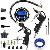 Hausse Heavy Duty Compressor Accessory Kit - Digital Tire Pressure Gauge with Inflator, Blow Gun and Hose Fittings, 1/4" NPT Air Tool Kit