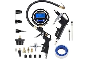 Hausse Heavy Duty Air Compressor Accessory Kit, Digital Tire Pressure Gauge with Inflator, Air Blow Gun and Air Hose Fittings, 1/4" NPT Air Tool Kit