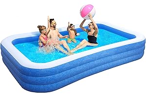 Inflatable Pool 118" x 72" x 20", Large Kids Swimming Pool for Family, Backyard Blow Up Pool with Thickened 3 Air Chambers, K