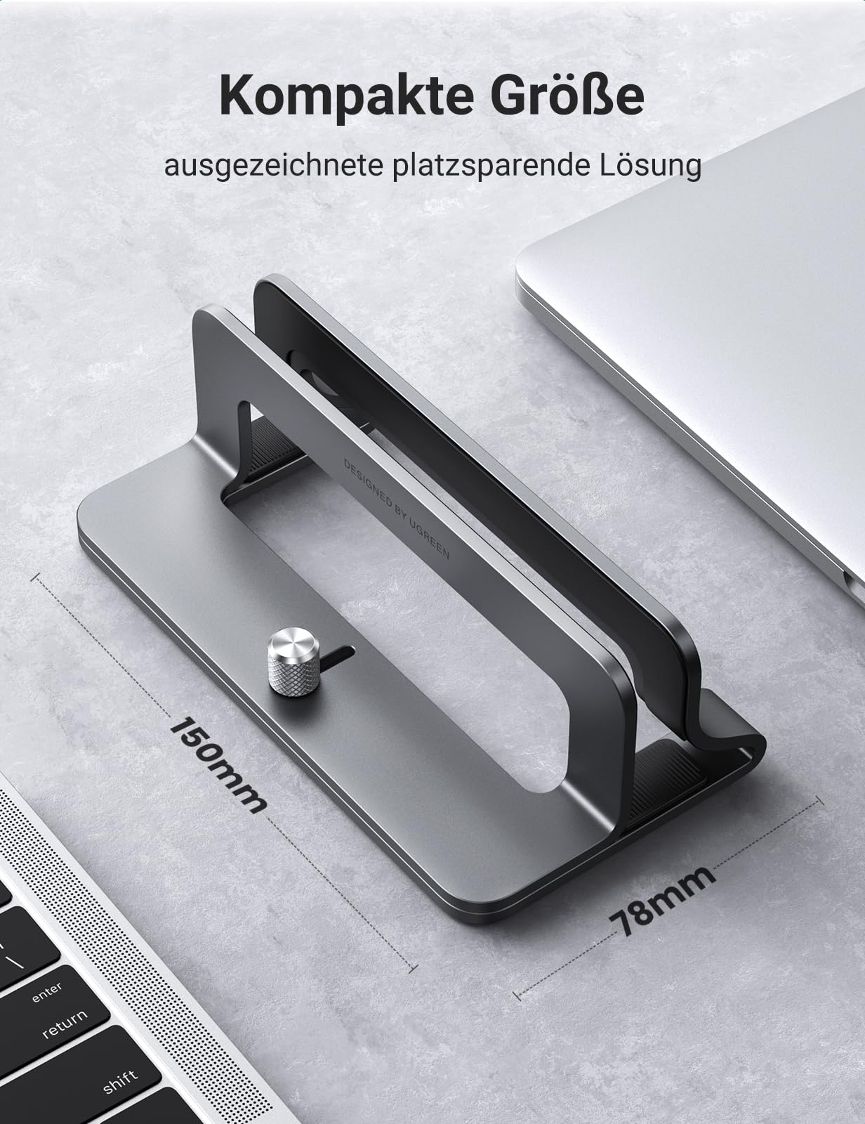 UGREEN Laptop Ständer Vertikaler Aluminium Vertikal Stand Laptopständer Platzsparender Laptop Halter mit thermischer Basis für Laptops,MacBook Air,Pro,Samsung, iPad,Tablets 7