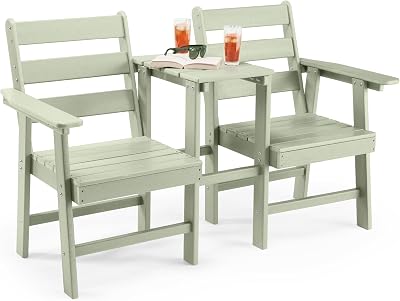 VonHaus Adirondack Love Seat 2 Seater Sage Green Jack & Jill Patio Set