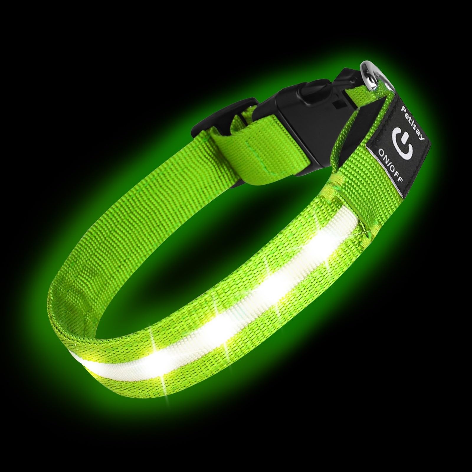 Photo 1 of Super Bright LED Dog Collar - Fully Waterproof & Adjustable Glow Collar - USB-C Rechargeable for Night Walking, Safety - Flashing Lighted Collar for Dogs(Green,Medium)