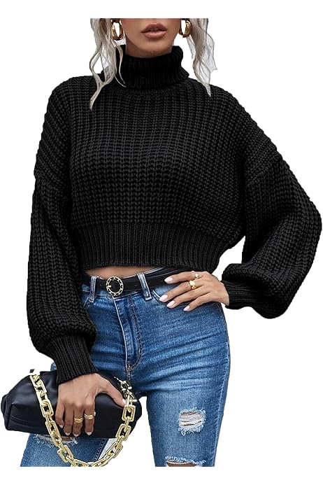 Women Cropped Sweaters Cable Knit 