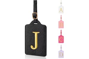 Personalized Initial Luggage Tags for Suitcases,Leather Letter Cute Luggage Tags with Privacy Name Card,Embroidered Monogramm