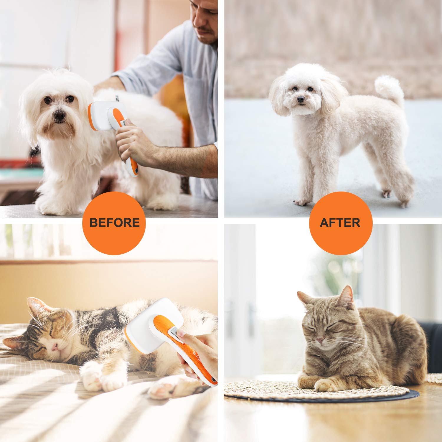 FYRA Dog Brush & Cat Brush, Pet Grooming comb with Massages Particle, for Removes Undercoat, Shedding Mats and Tangled Hair, Easy to Clean, Pet grooming tools for all sizes of dogs and cats.: Beauty