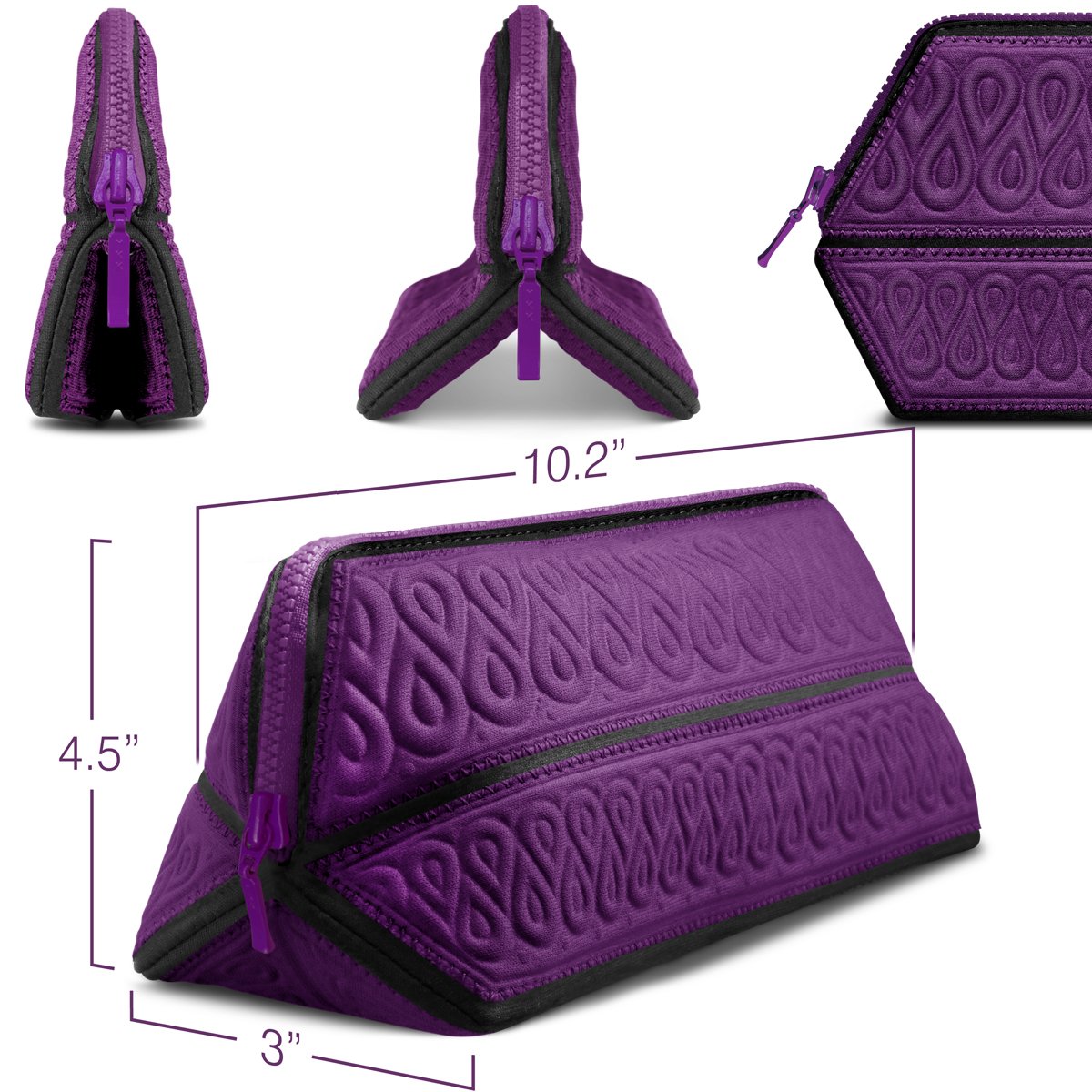 MetricUSA Cosmetic Makeup Bag Case Organizer Fits Even Longest Makeup Brushes is Water Repellent Travel Clutch Purse Toiletry Bag is Portable Soft and Beautiful Premium Quality Foldable Design(Purple)