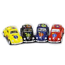 Diecast Cars-Set of 4 Cars: 5 VW Happy Flower Classic Beetle 1/32