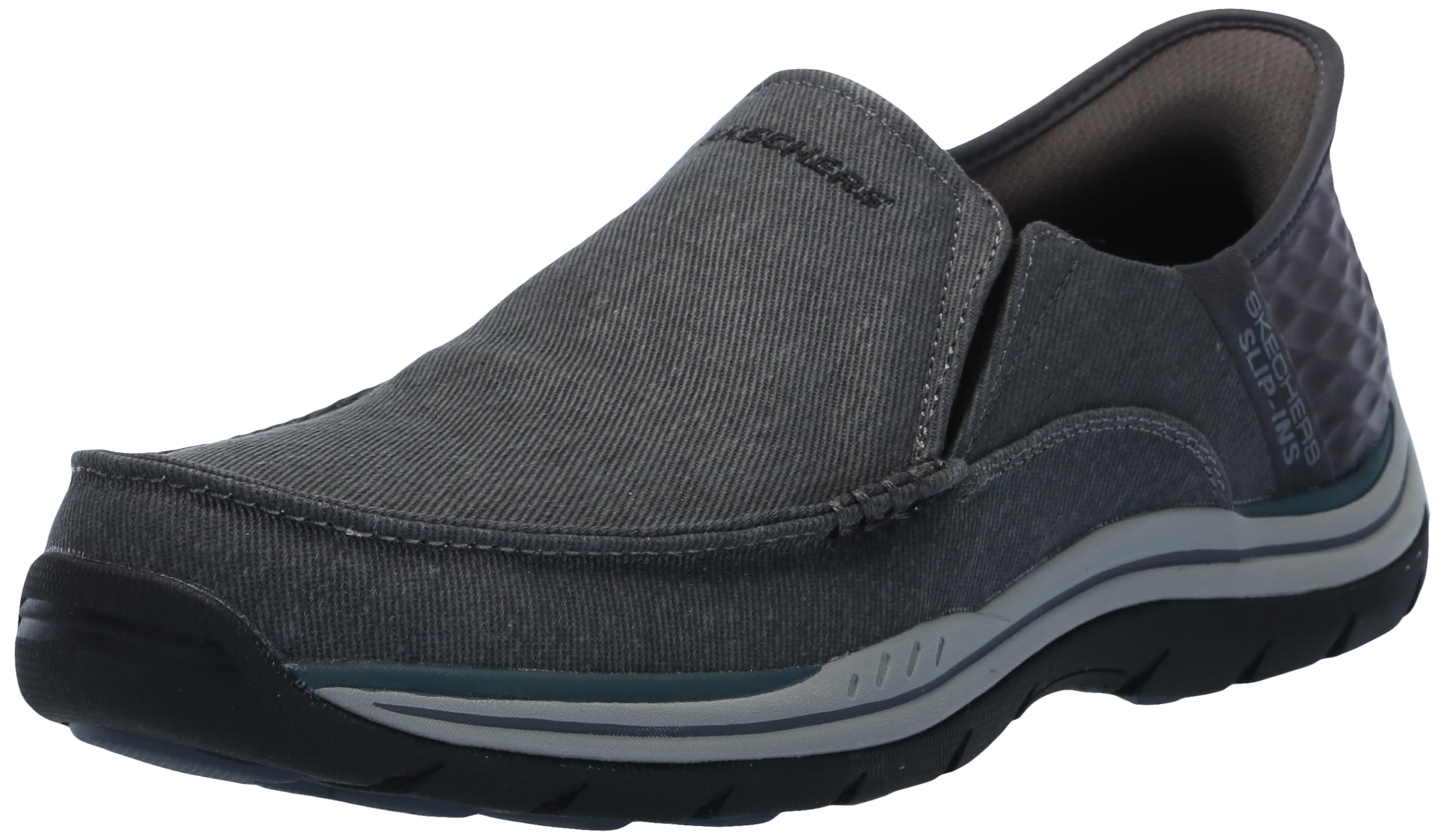 Photo 1 of *** 2 LEFT SHOES*** Skechers Men's Expected-Cayson Moc Toe Canvas Slip-Ins, Black, 9.5 X-Wide