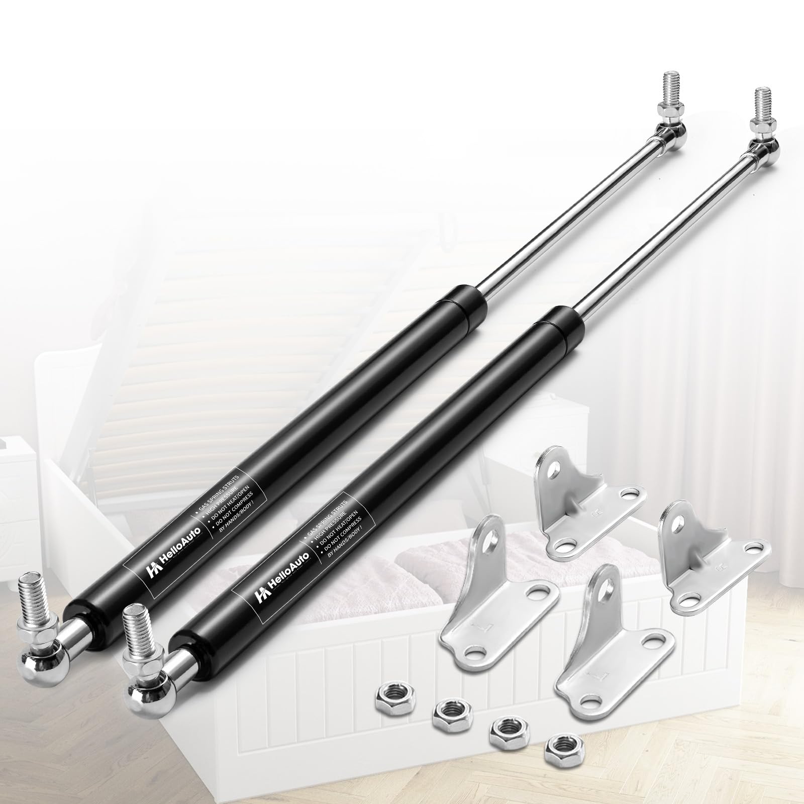 Photo 1 of 13 inch 100 lbs/445 N Gas Struts for RV Bed, Gas Shocks for Tool Box TV Cabinet, Basement Door Storage Box Lid Trailer Floor Hatch Lid Topper Windows Door with L-Type Mounts (fit 80-110 Lb), 2pcs
